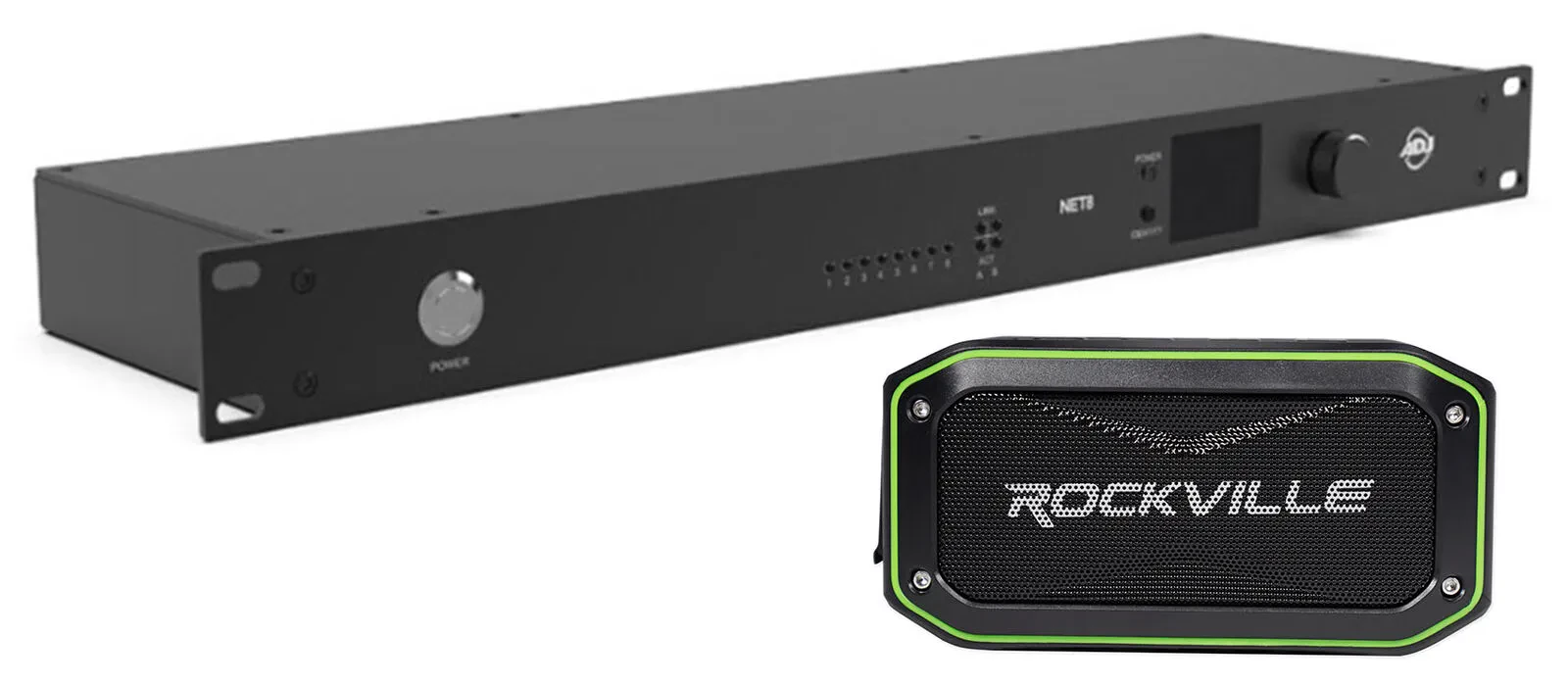 DMX-сплиттер American DJ NET 8 RDM/ArtNet/sACN, 8 портов, XLR/RJ45, с колонкой Rock Anywhere