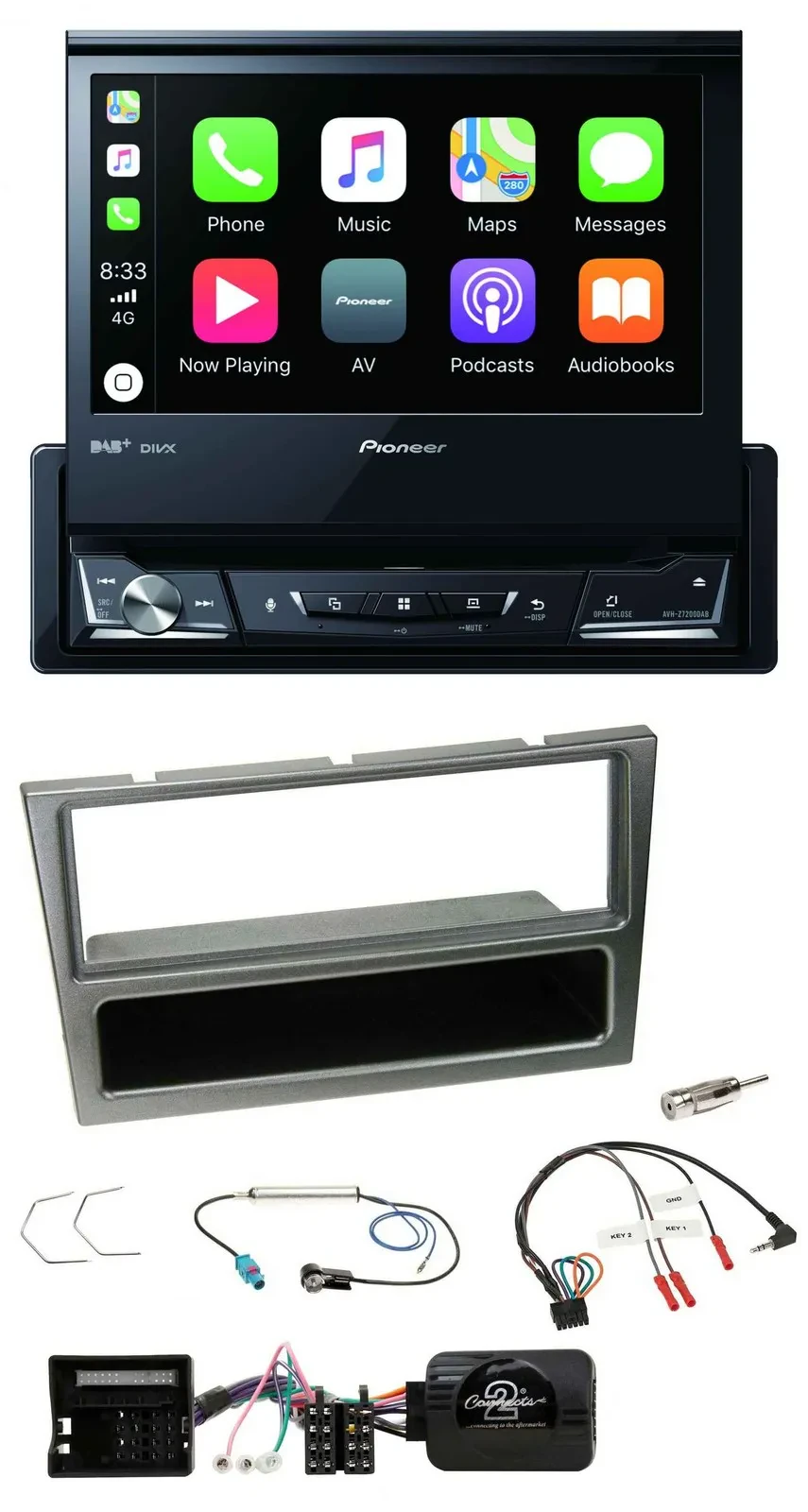 Pioneer DVD Bluetooth DAB USB Lenkrad Autoradio für Opel Corsa C 04-06 aluminium