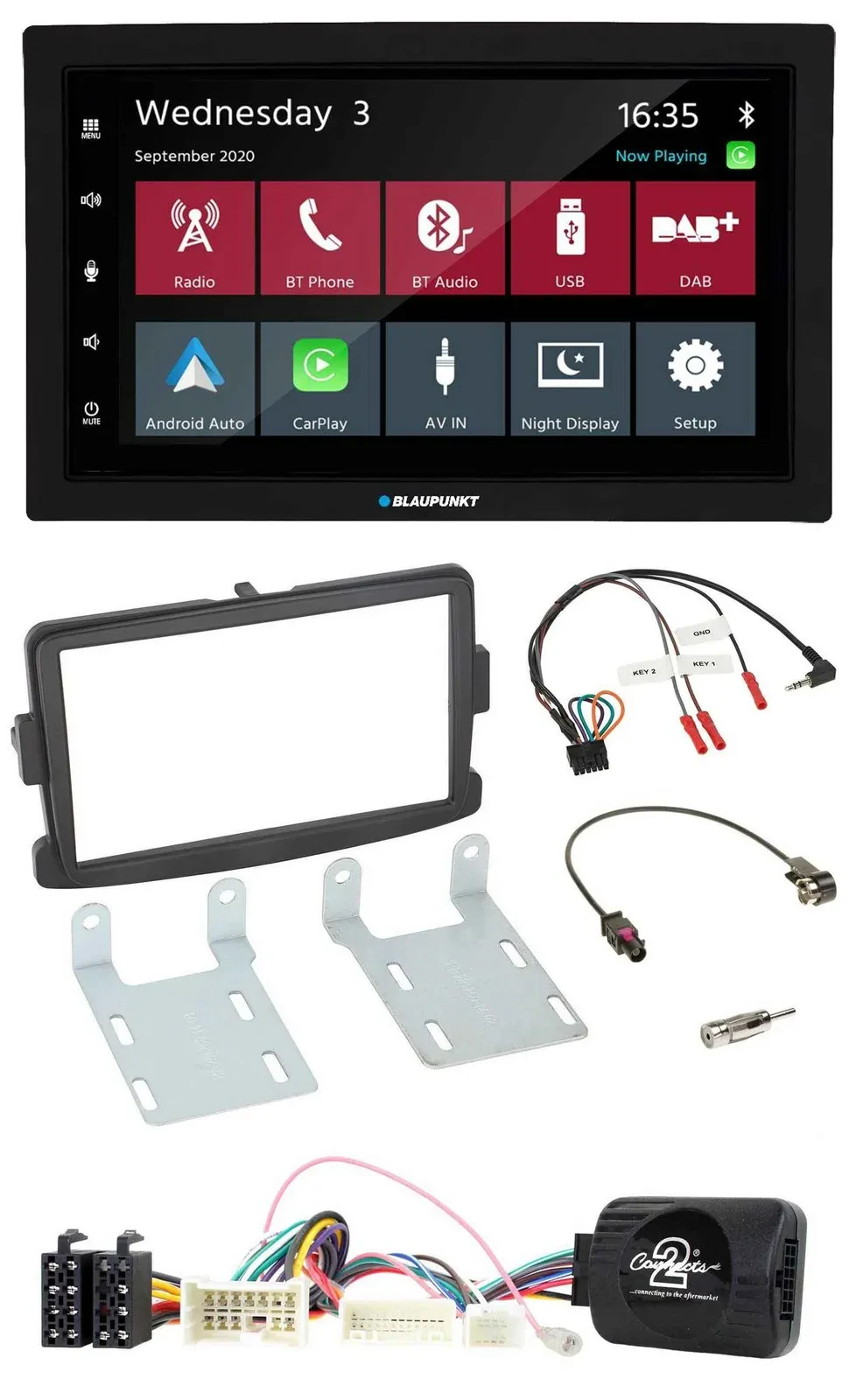 Blaupunkt DAB Bluetooth USB Lenkrad 2DIN Autoradio für Dacia Sandero ab 2013 sch
