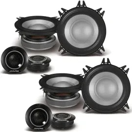 (2-Pairs) Alpine S2-S40C 4" 2-way Hi-Res Component Speaker System