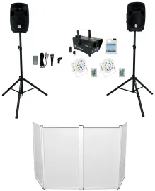 Rockville RPG102K DJ Kit w/10" Speakers+Mic+Stands+Facade+Up Lights+LED Fogger