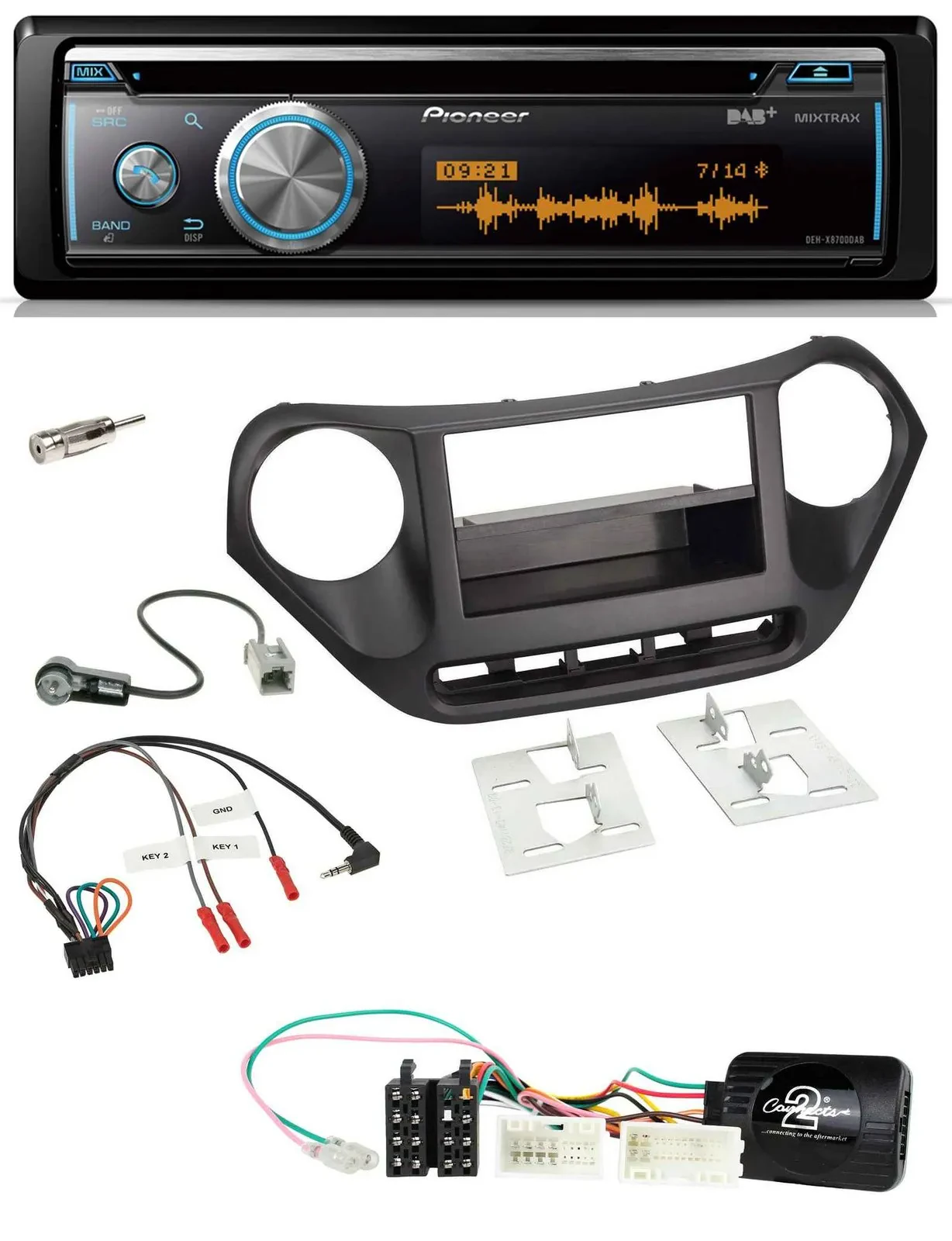Автомагнитола Pioneer CD DAB USB Bluetooth для Hyundai i10 (с 2014) черный