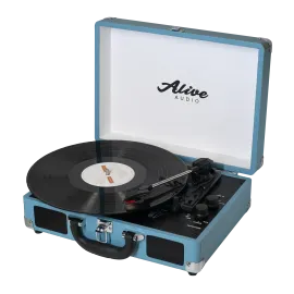 Виниловый проигрыватель Alive Audio GLAM Aqua c Bluetooth и встроенной стереосистемой