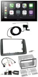 Pioneer USB Lenkrad 2DIN Bluetooth DAB Autoradio für Fiat Panda 2007-2012 grau