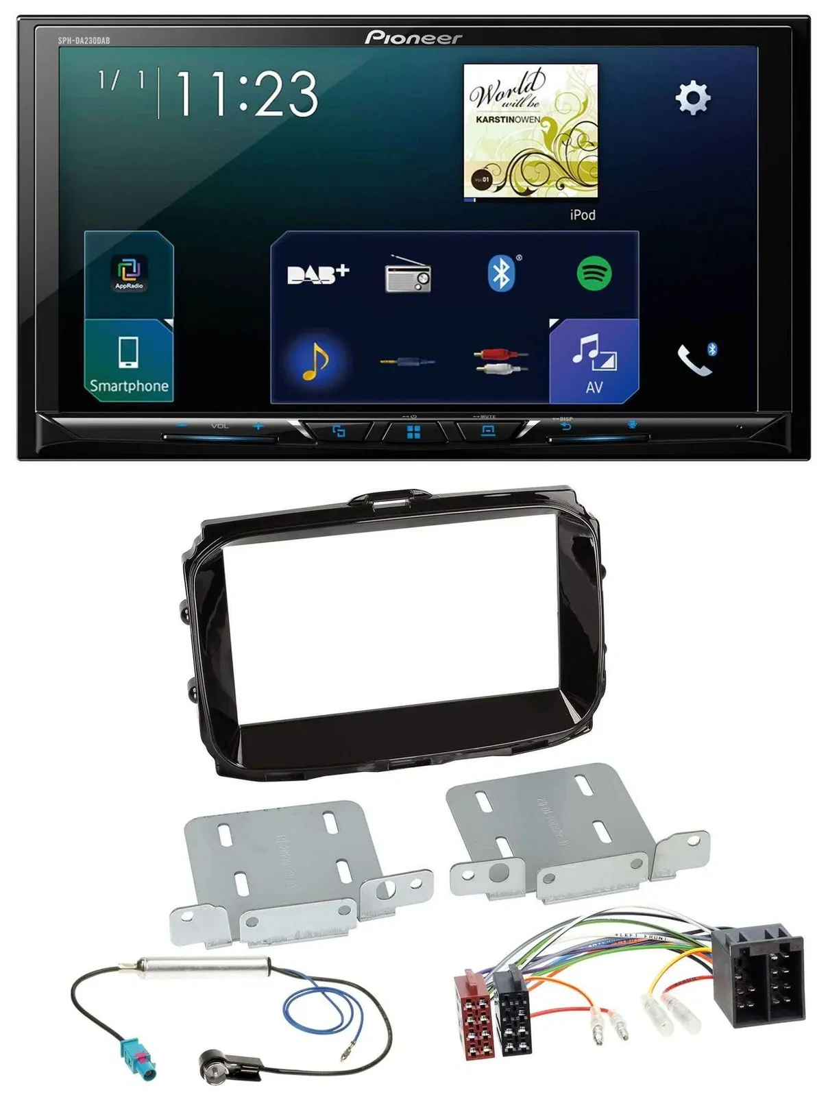 Автомагнитола для Alfa Romeo Pioneer 2-DIN, Bluetooth, USB, DAB, MP3, черный глянец