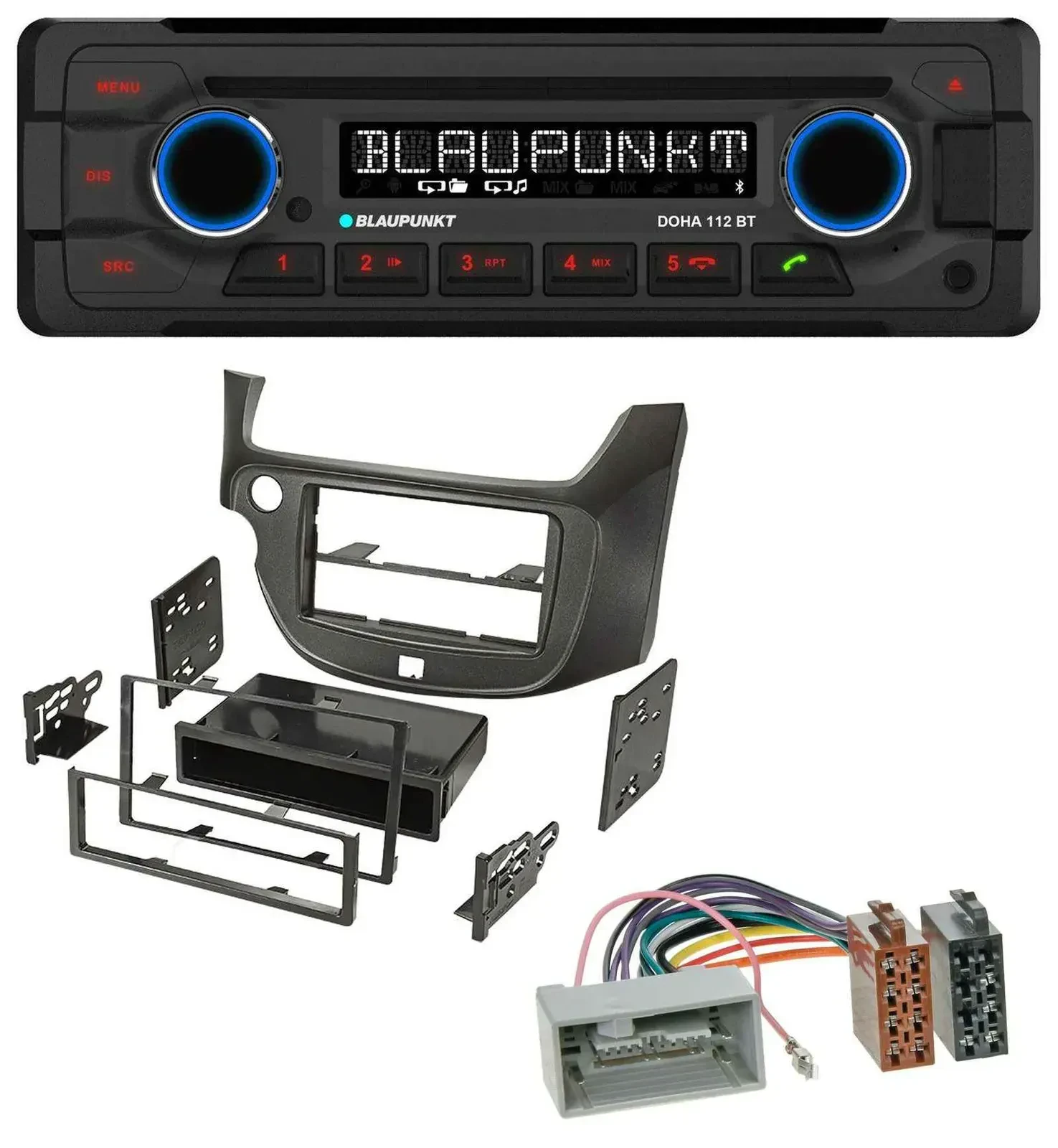 Blaupunkt AUX MP3 CD Bluetooth USB Autoradio für Honda Jazz (ab 2009) dunkelgrau