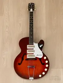 Электрогитара полуакустическая Harmony Rocket H59 SSS Red Sunburst w/case USA 1966