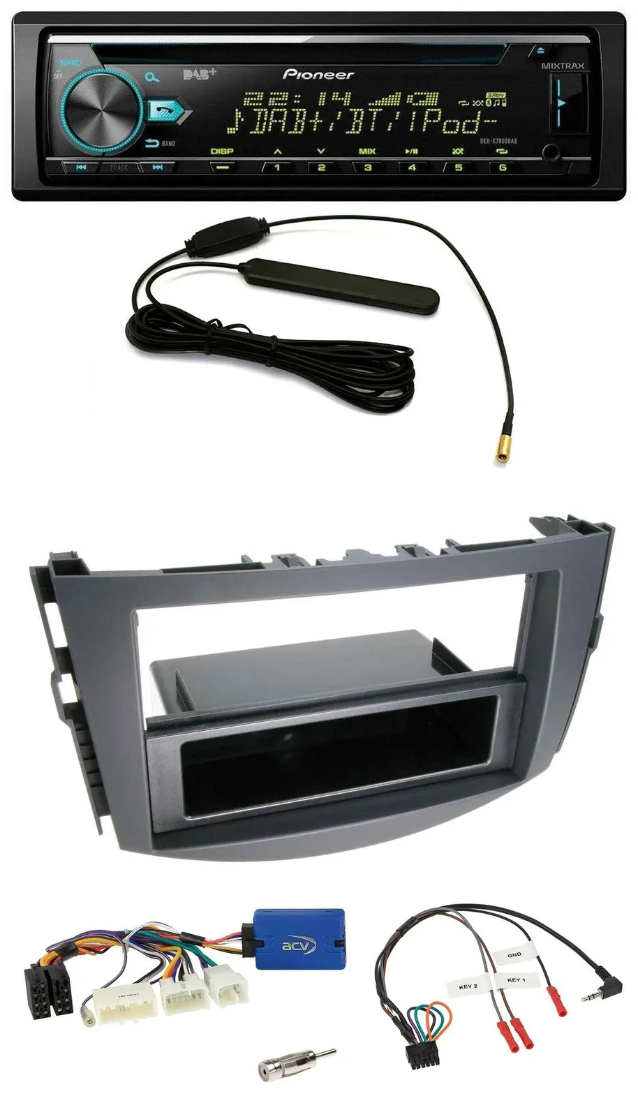 Автомагнитола для Toyota RAV4 2011–2013 Pioneer CD/MP3 DAB USB, совместима с кнопками на руле