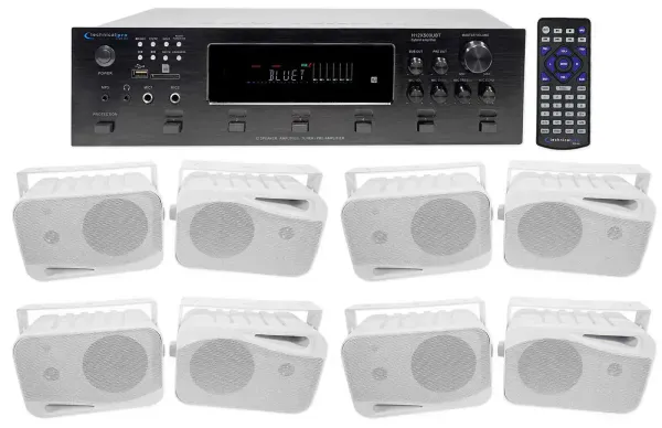 Technical Pro 6000w (6) Zone, Home Theater Bluetooth Receiver+(8) 4" Speakers