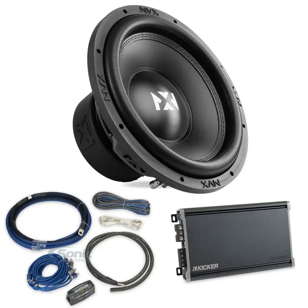 Сабвуфер пассивный NVX VSW122V3 12" (набор, 2 шт.) с усилителем Kicker CX1200.1 и комплектом проводов