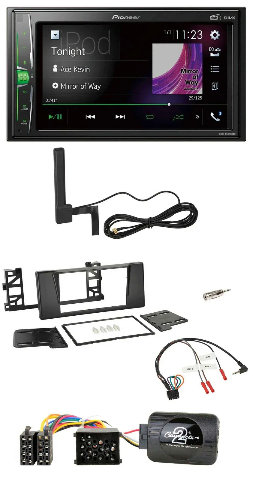 Автомагнитола для BMW 5 серии E39 (1996–2004) Pioneer 2DIN Bluetooth, DAB, MP3, поддержка управления на руле