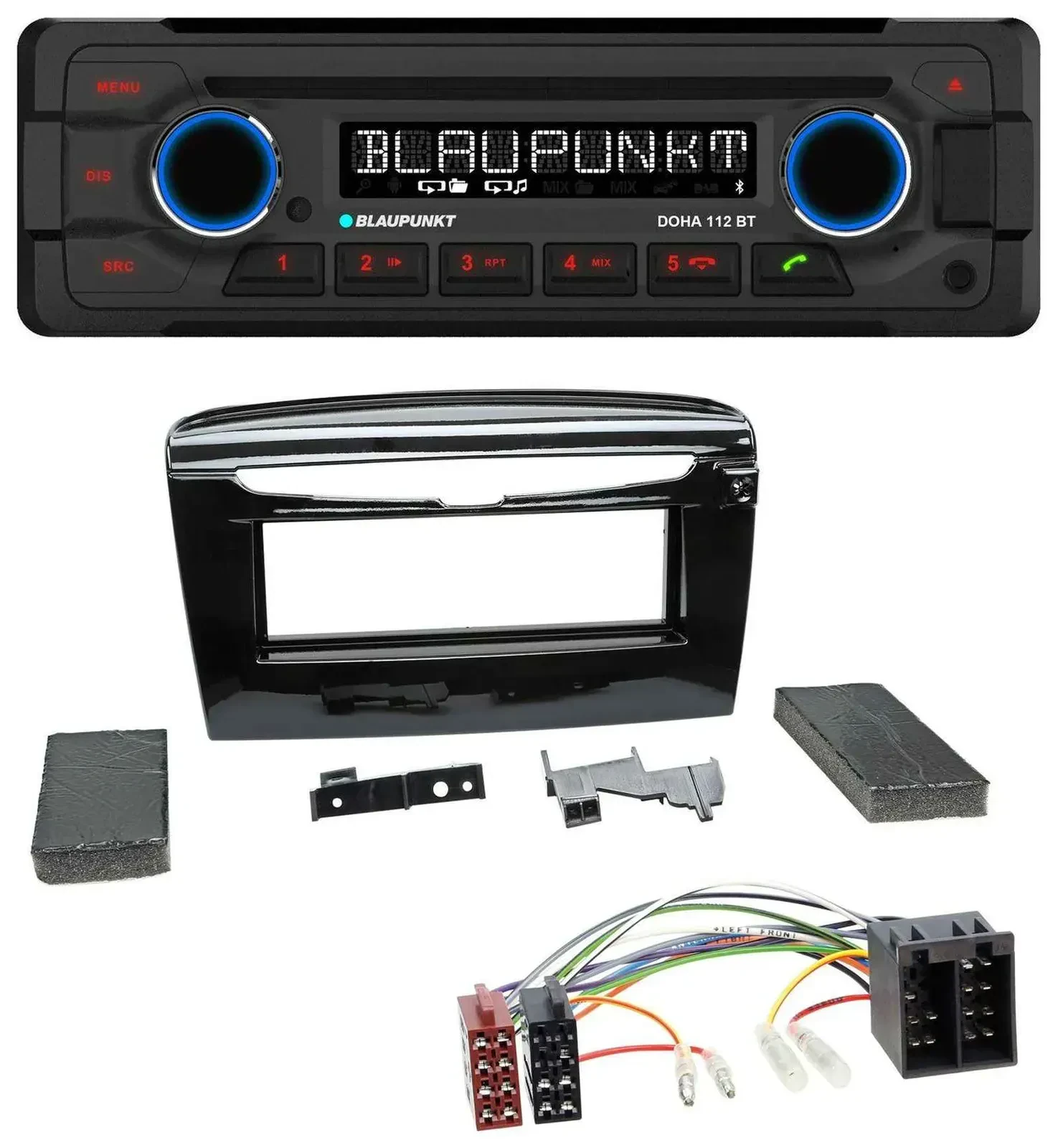 Blaupunkt AUX MP3 CD Bluetooth USB Autoradio für Lancia Y ab 12 schwarz glänzend