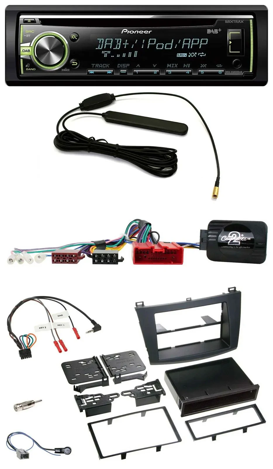 Автомагнитола для Mazda 3 2009–2013 Pioneer DAB, USB, CD, поддержка кнопок на руле, CAN-Bus