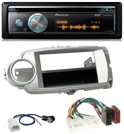 Pioneer MP3 DAB USB CD Bluetooth Autoradio für Toyota Yaris (11-14) - silber