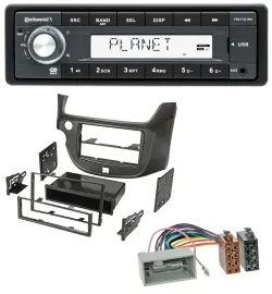 Continental USB MP3 AUX 1DIN Autoradio für Honda Jazz (ab 2009) dunkelgrau