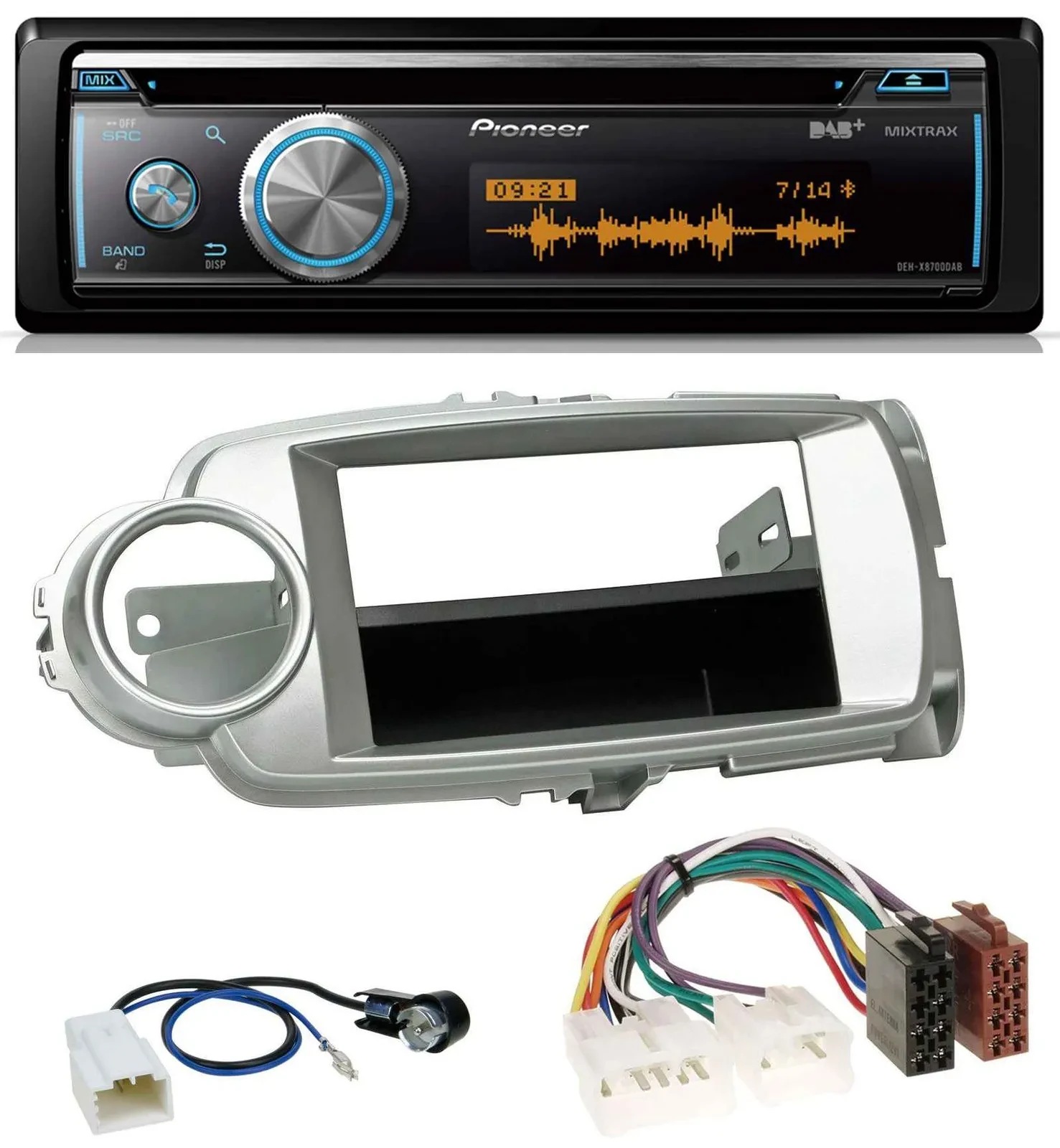 Pioneer MP3 DAB USB CD Bluetooth Autoradio für Toyota Yaris (11-14) - silber