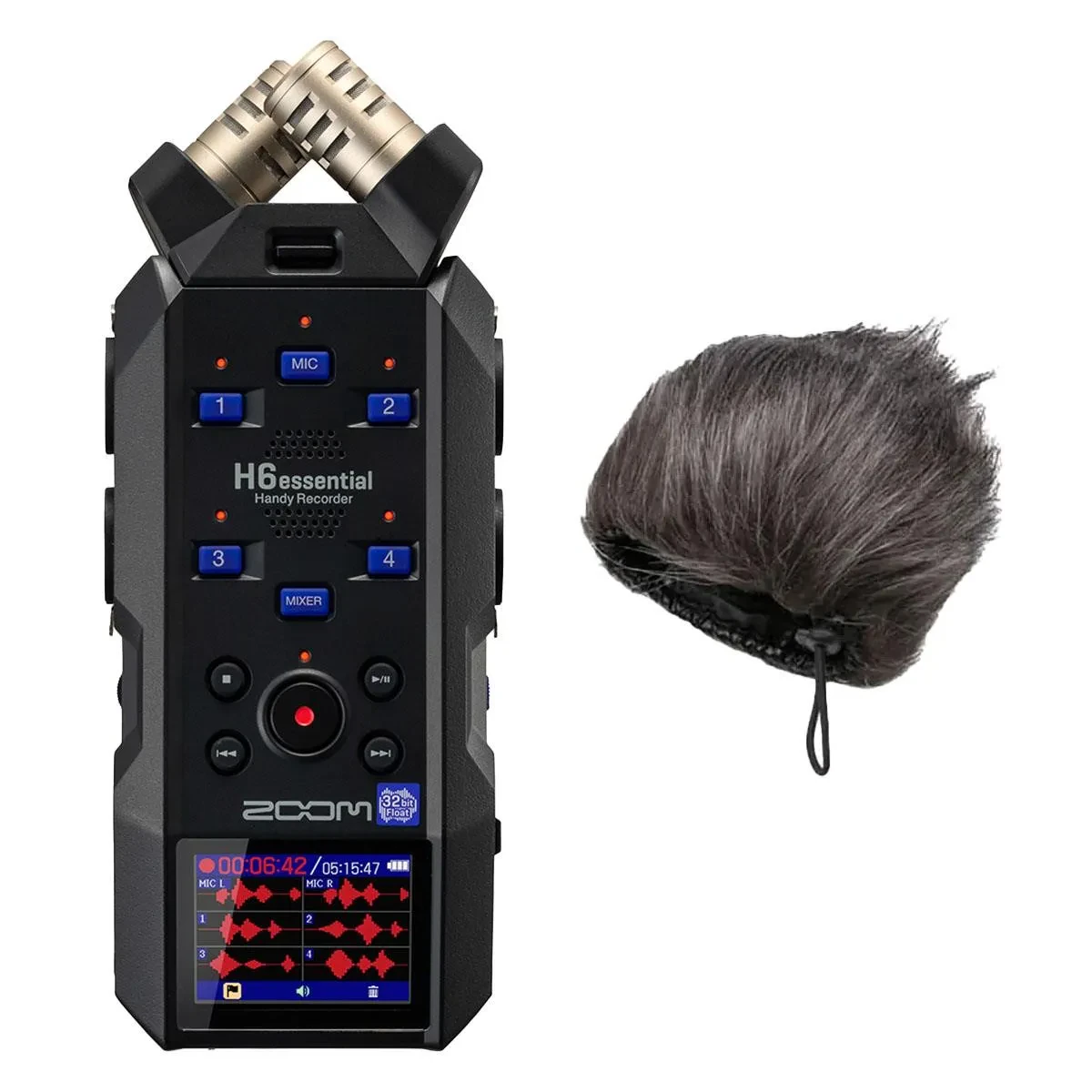 Zoom H6essential 6-Track 32-Bit Float Handy Recorder, Bundle with WSH-4E Hairy W