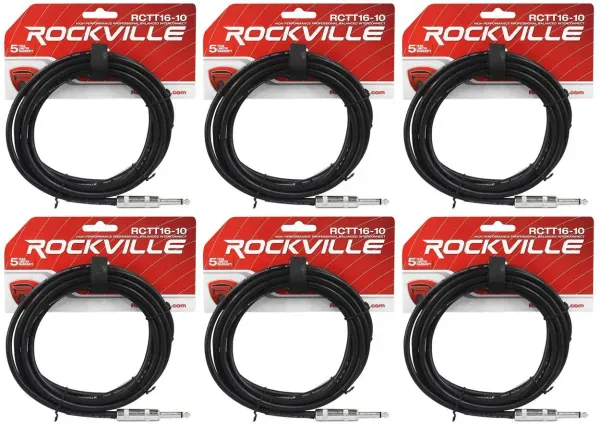 Спикерный кабель Rockville RCTT1610 Black 3 м (6 штук)