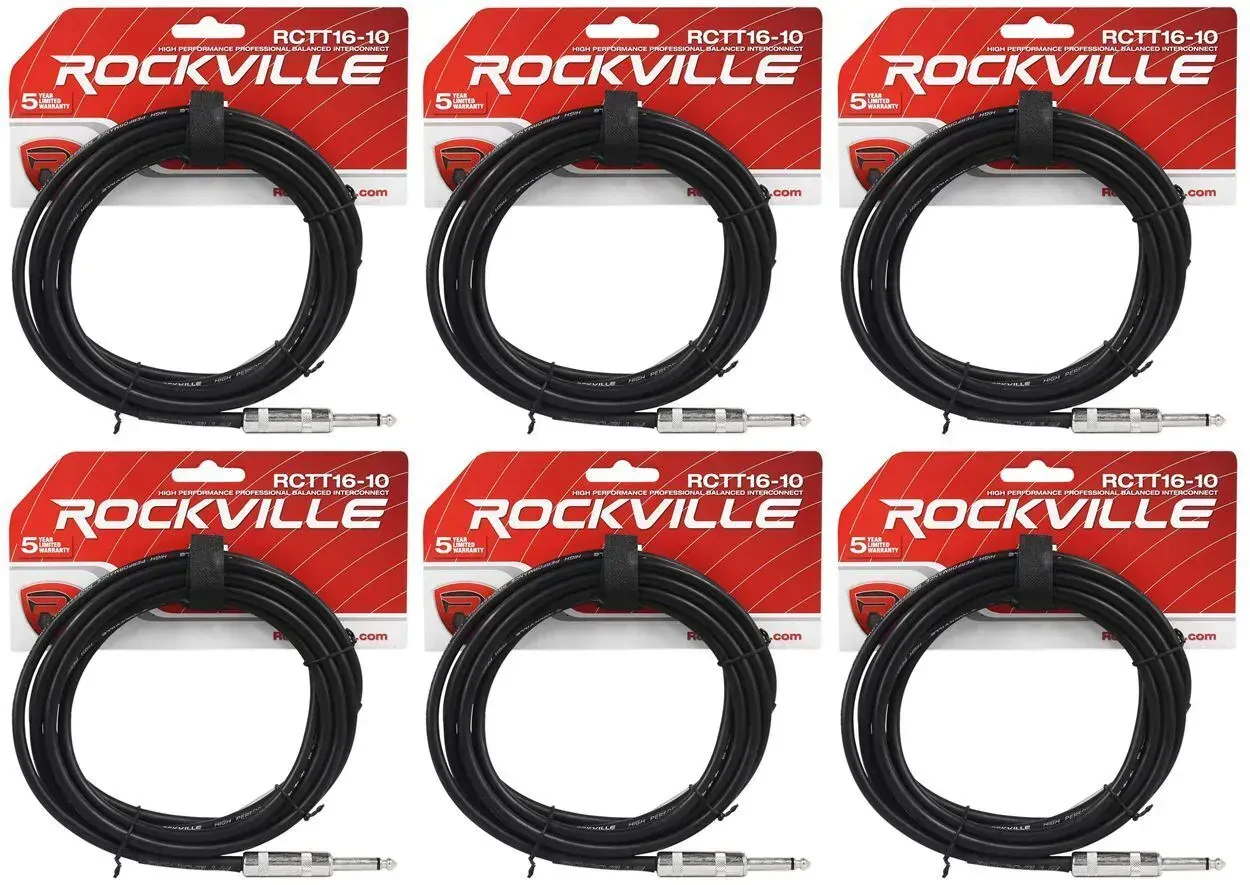 Спикерный кабель Rockville RCTT1610 Black 3 м (6 штук)