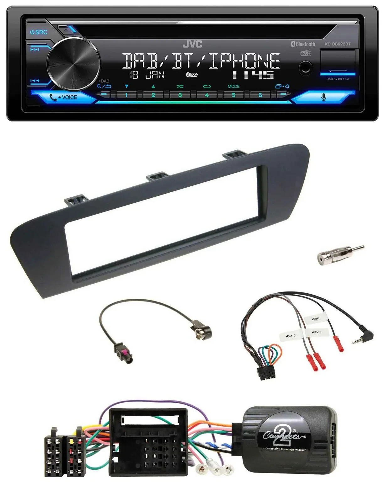 JVC Bluetooth Lenkrad USB DAB CD Autoradio für Renault Grand Scenic ab 2009 Scen