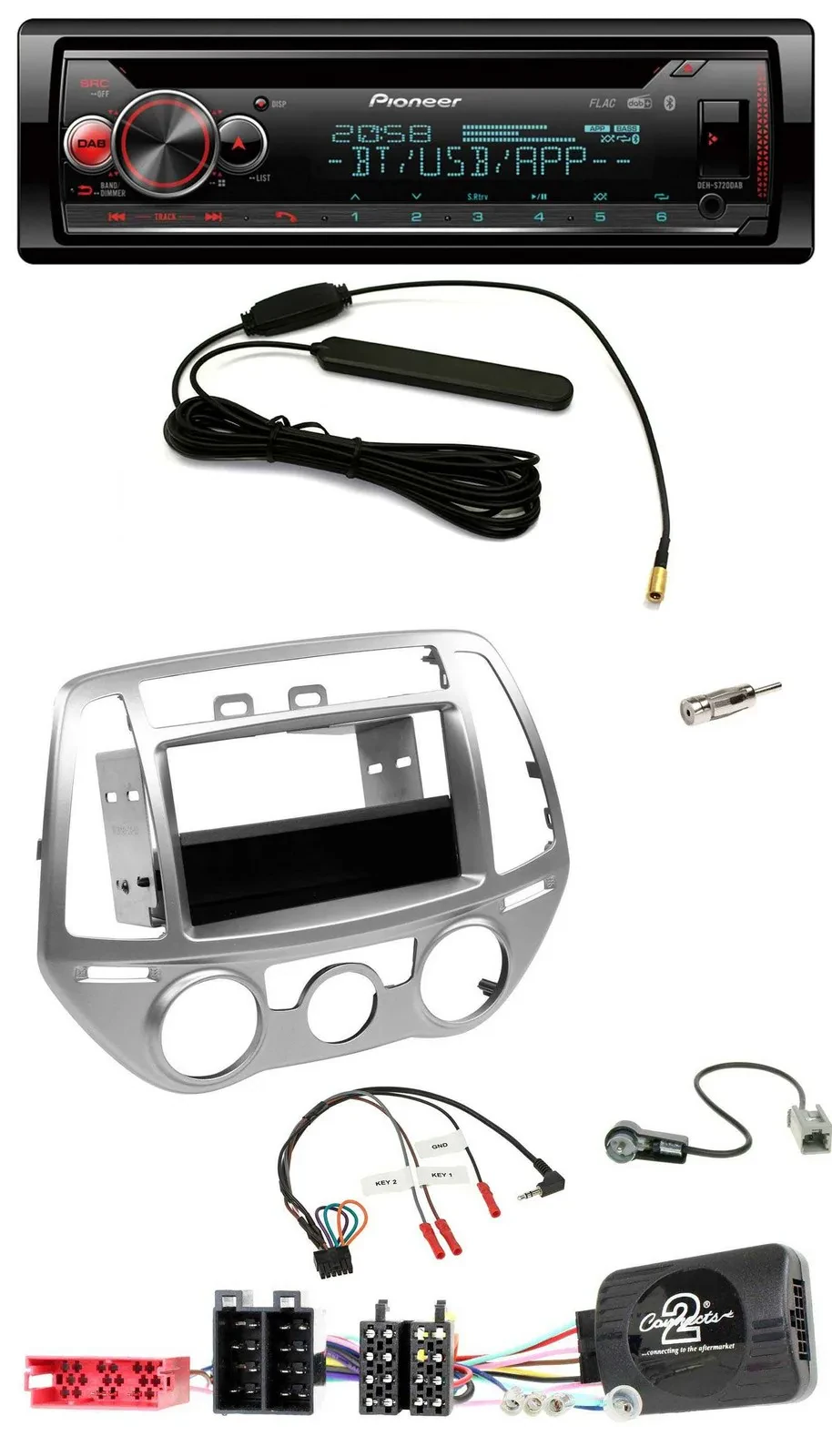 Pioneer USB DAB Lenkrad Bluetooth CD Autoradio für Hyundai i20 2012-2014 silber