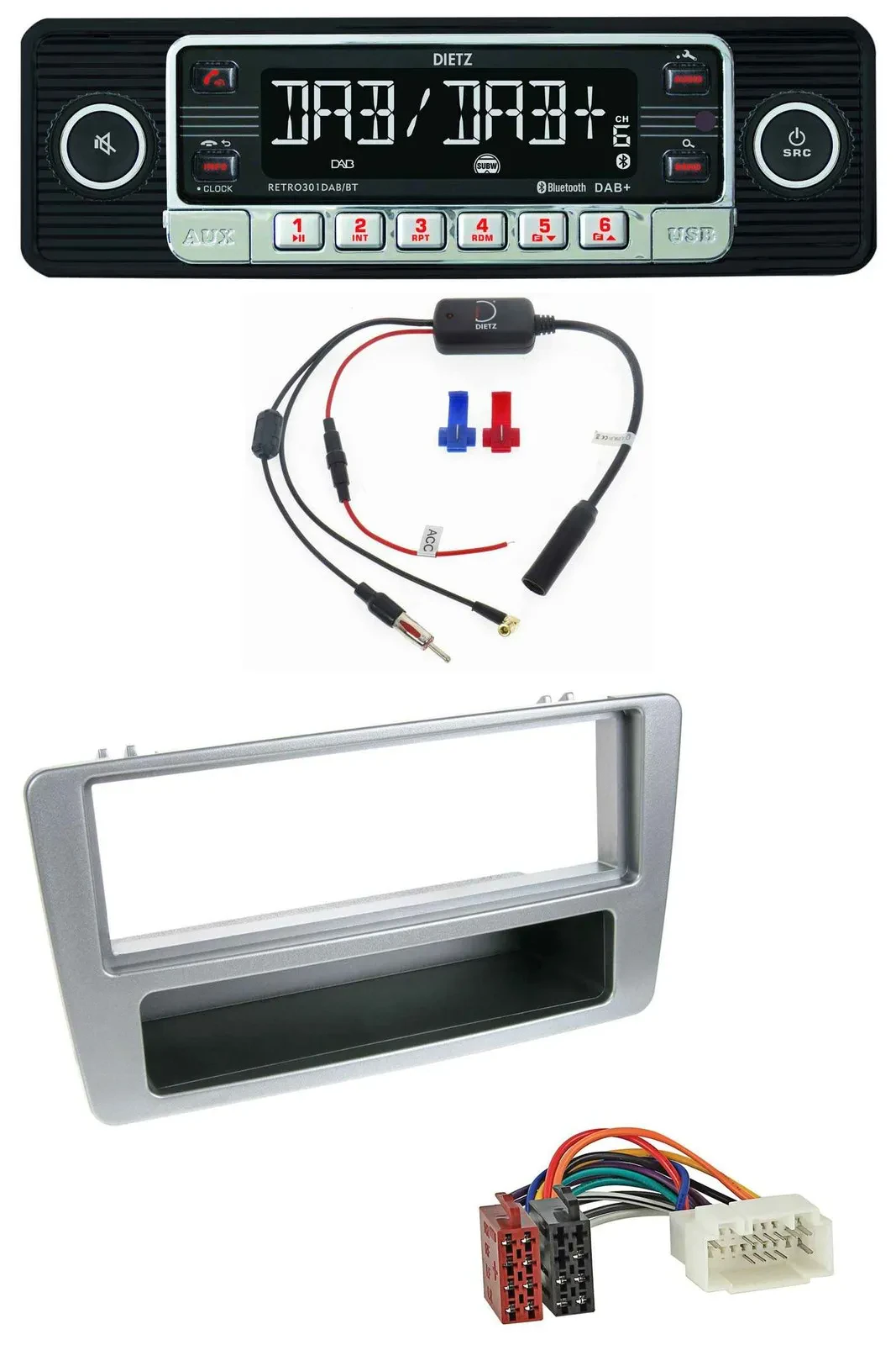 Автомагнитола для Honda Civic 2001–2003 Dietz MP3/DAB/Bluetooth/USB серебристая для ручного климат‑контроля