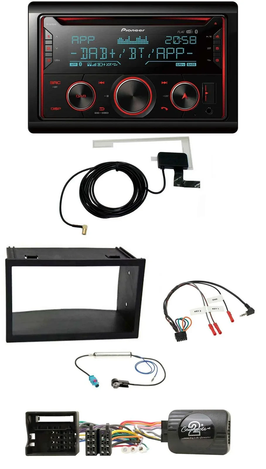 Pioneer 2DIN Lenkrad DAB USB CD Bluetooth Autoradio für VW Polo Passat Quadlock