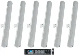 (6) JBL COL800-WH 32" White 70V Commercial Column Wall Mount Array Speakers+Amp