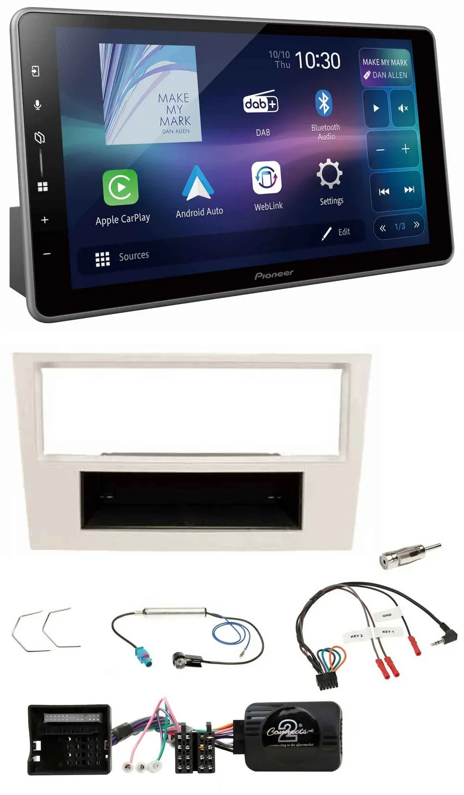 Pioneer Bluetooth USB DAB Lenkrad Autoradio für Opel Corsa D 2006-2008 perl-weis