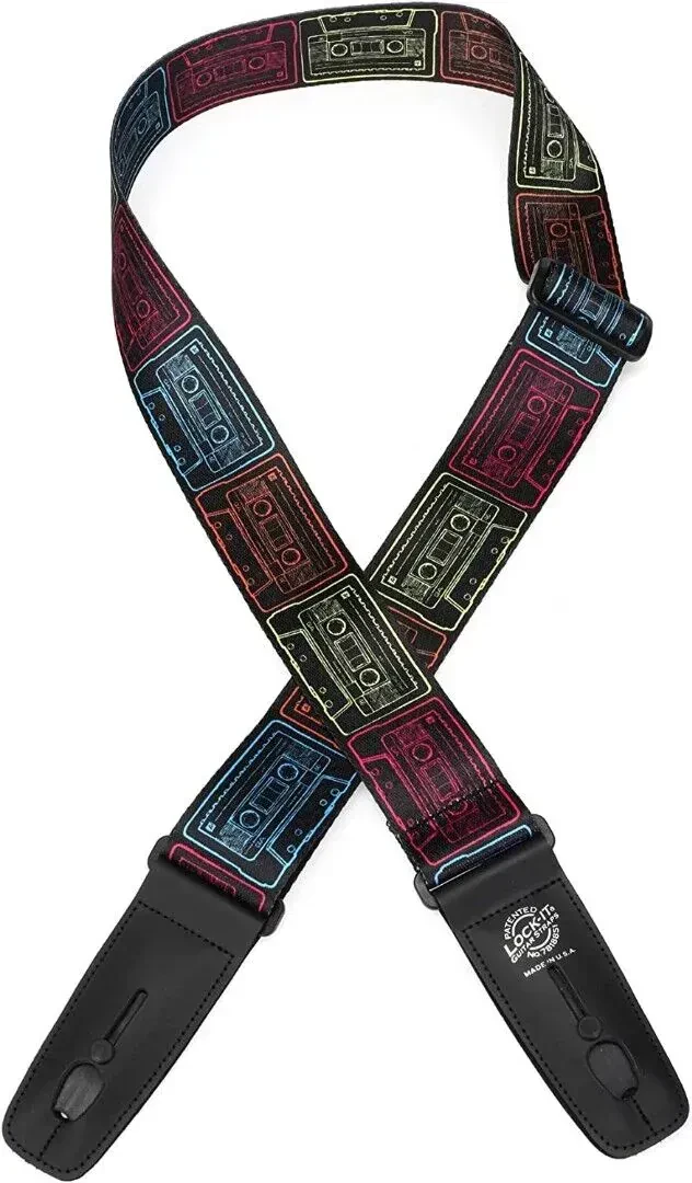 Ремень для гитары Henry Heller LIS-106-S61 Polyester Lock-It Vivid Cassettes