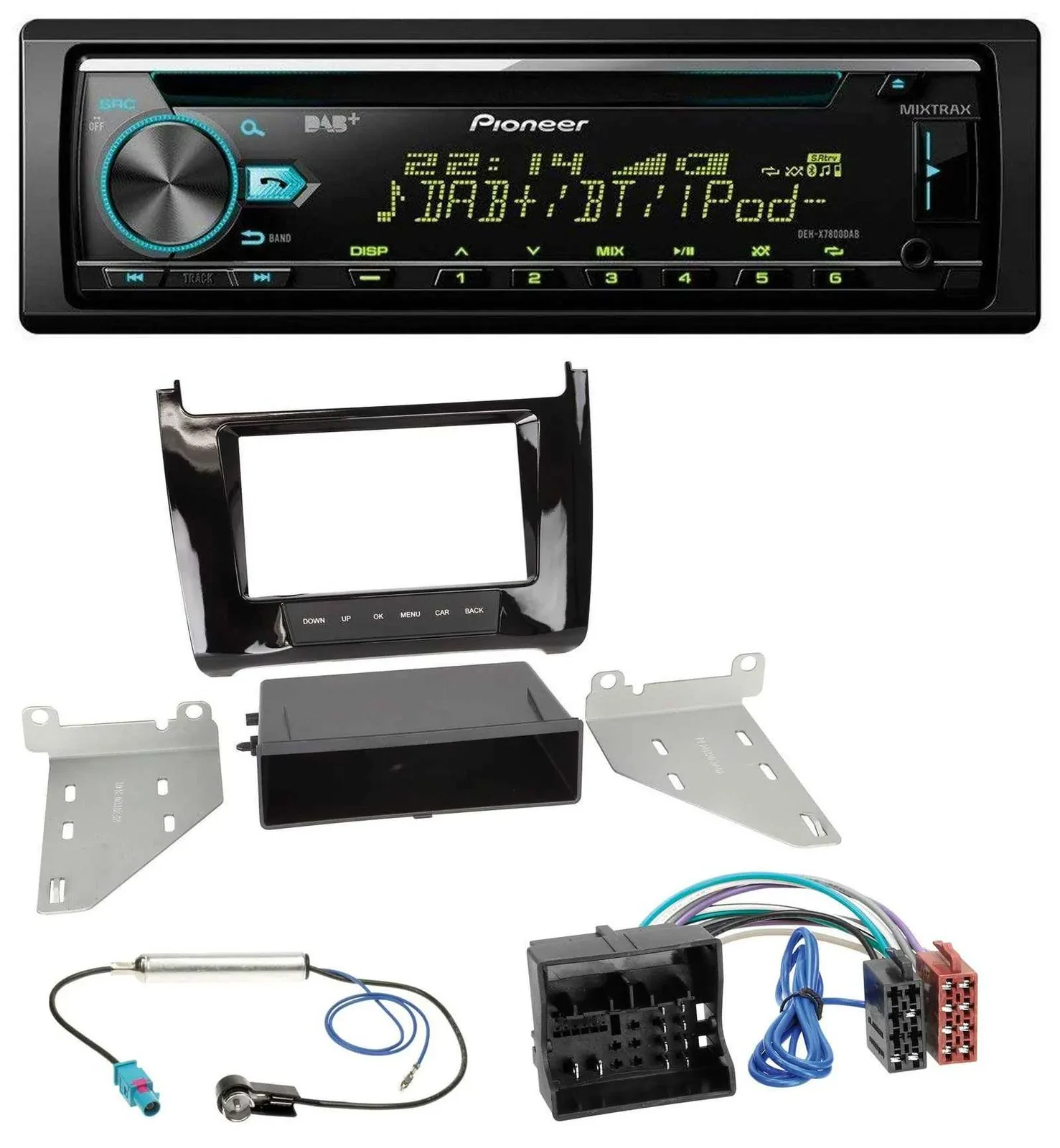 Автомагнитола для VW Polo (с 2014) Pioneer DAB, MP3, CD, USB, Bluetooth, цвет: черный (piano black)