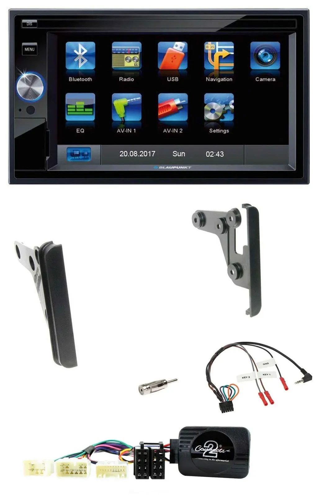 Blaupunkt Lenkrad USB Bluetooth TMC 2DIN Navigation für Toyota RAV 4 2001-2005