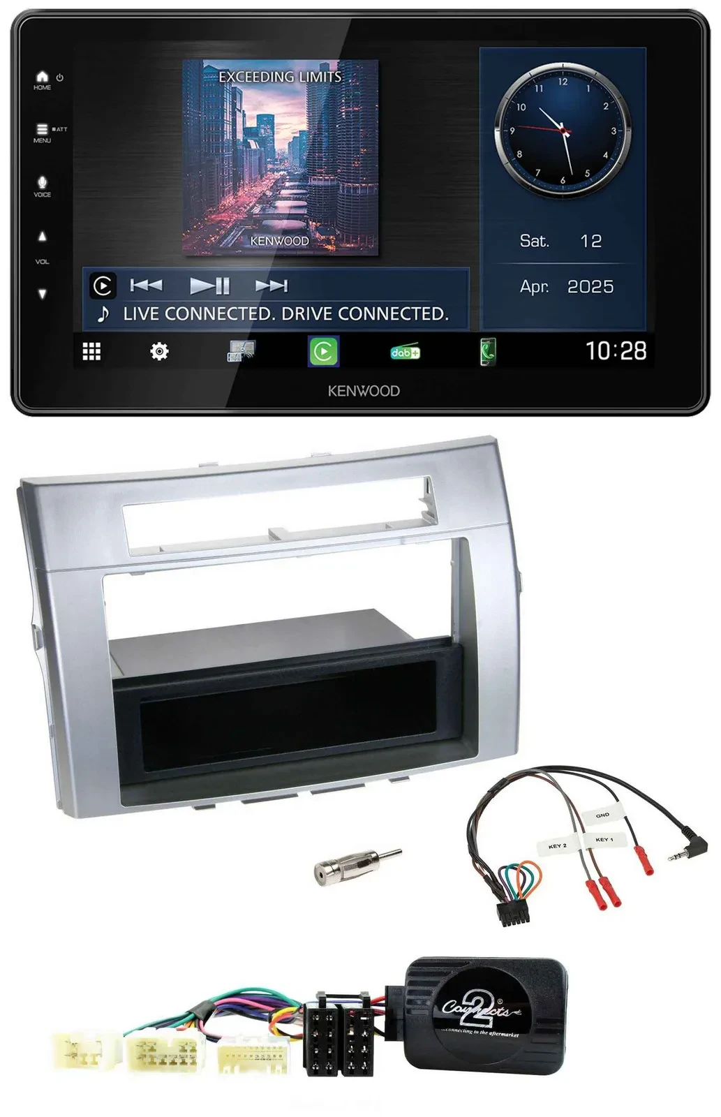 Автомагнитола Kenwood Bluetooth, USB, DAB для Toyota Corolla Verso 2004–2007 с поддержкой кнопок на руле