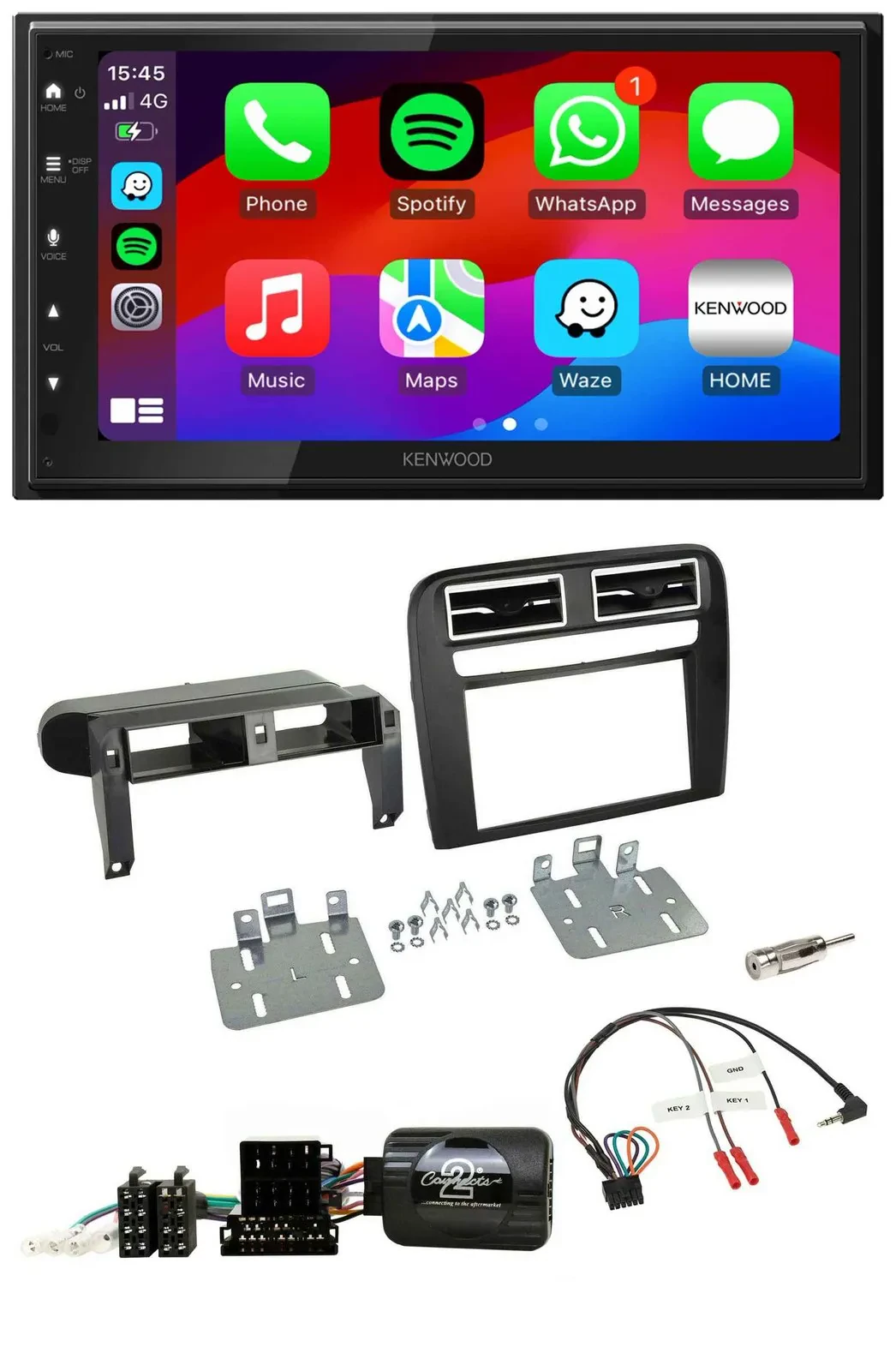 Автомагнитола для Fiat Grande Punto (2006–2009) Kenwood 2-DIN, USB, DAB, Bluetooth, чёрная