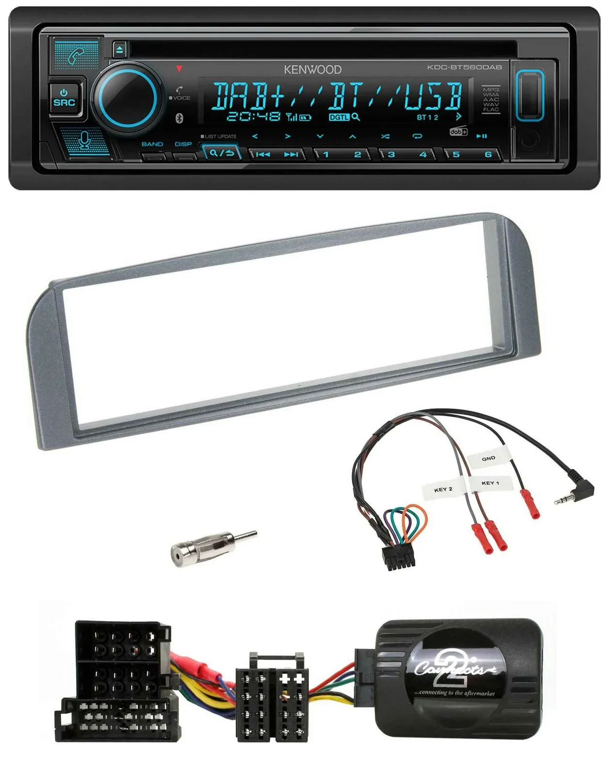 Kenwood Bluetooth DAB CD Lenkrad USB Autoradio für Alfa 147 GT anthrazit