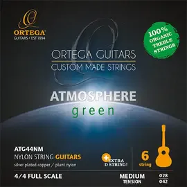Струны для классической гитары Ortega ATG44NM Atmosphere Green 28-42