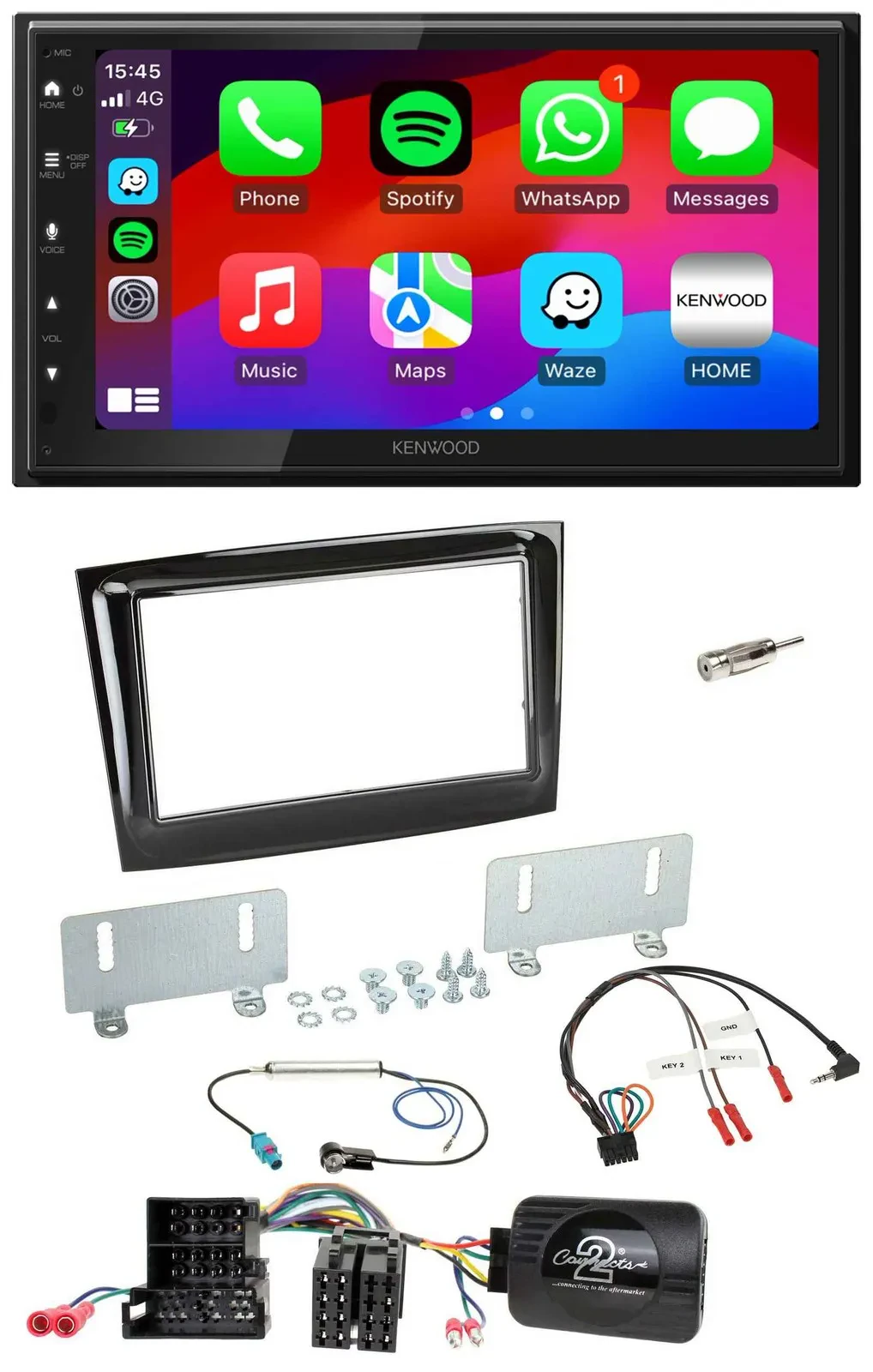 Kenwood Lenkrad USB DAB 2DIN Bluetooth Autoradio für Fiat Doblo ab 15 Mini-ISO p