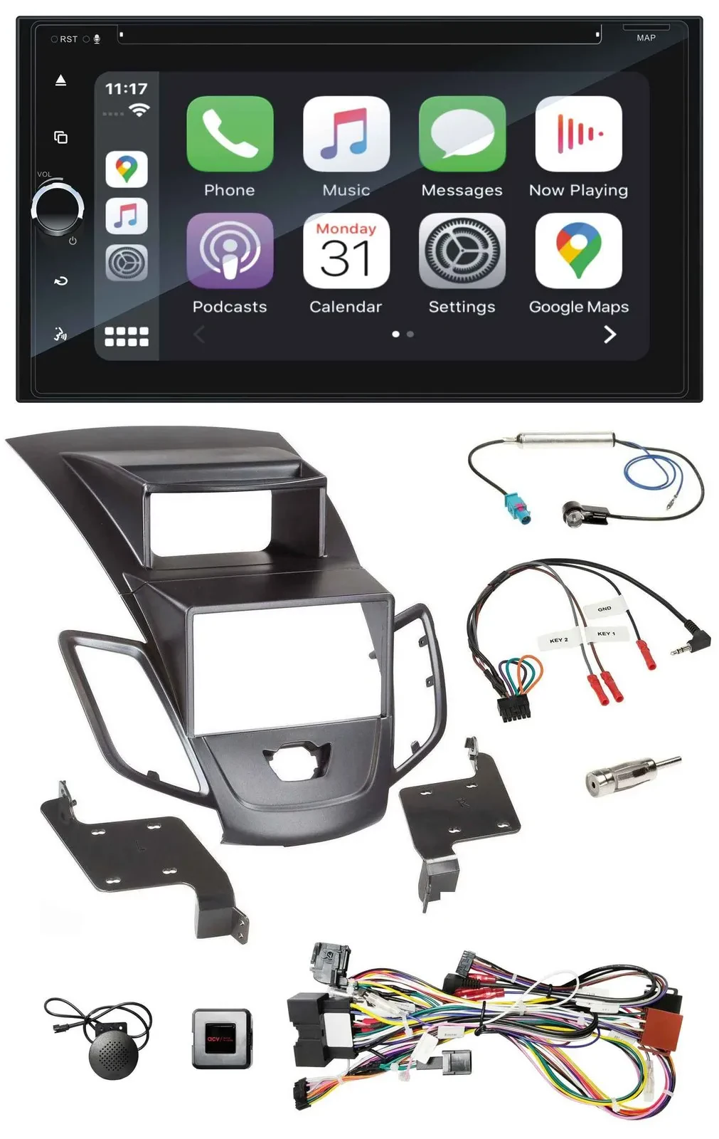 Автомагнитола для Ford Fiesta Blaupunkt 2DIN, навигация TMC, DAB, USB, Bluetooth, с дисплеем