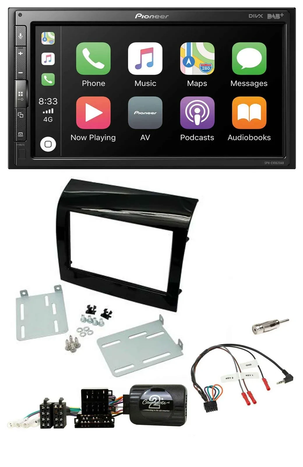 Pioneer USB Lenkrad DAB 2DIN Bluetooth Autoradio für Fiat Ducato 2012-2015 Piano