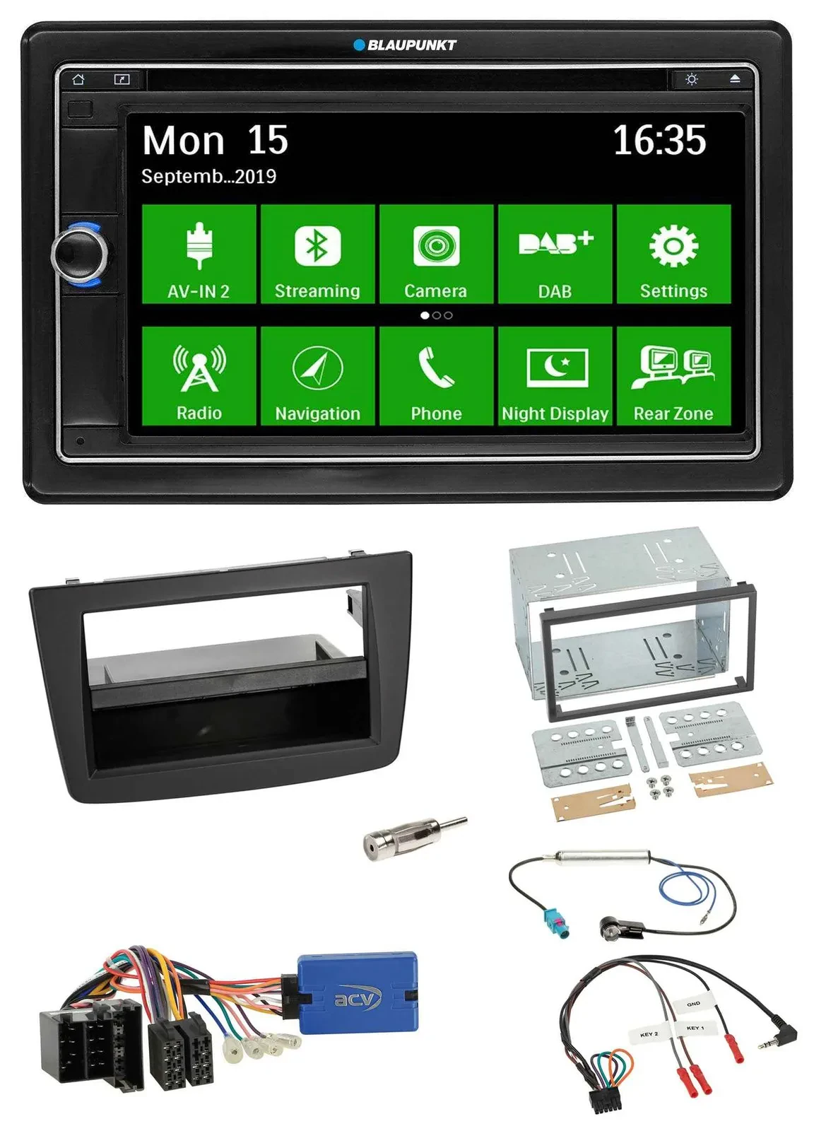 Blaupunkt Bluetooth 2DIN Lenkrad DAB USB TMC Navigation für Alfa Romeo Mito ISO