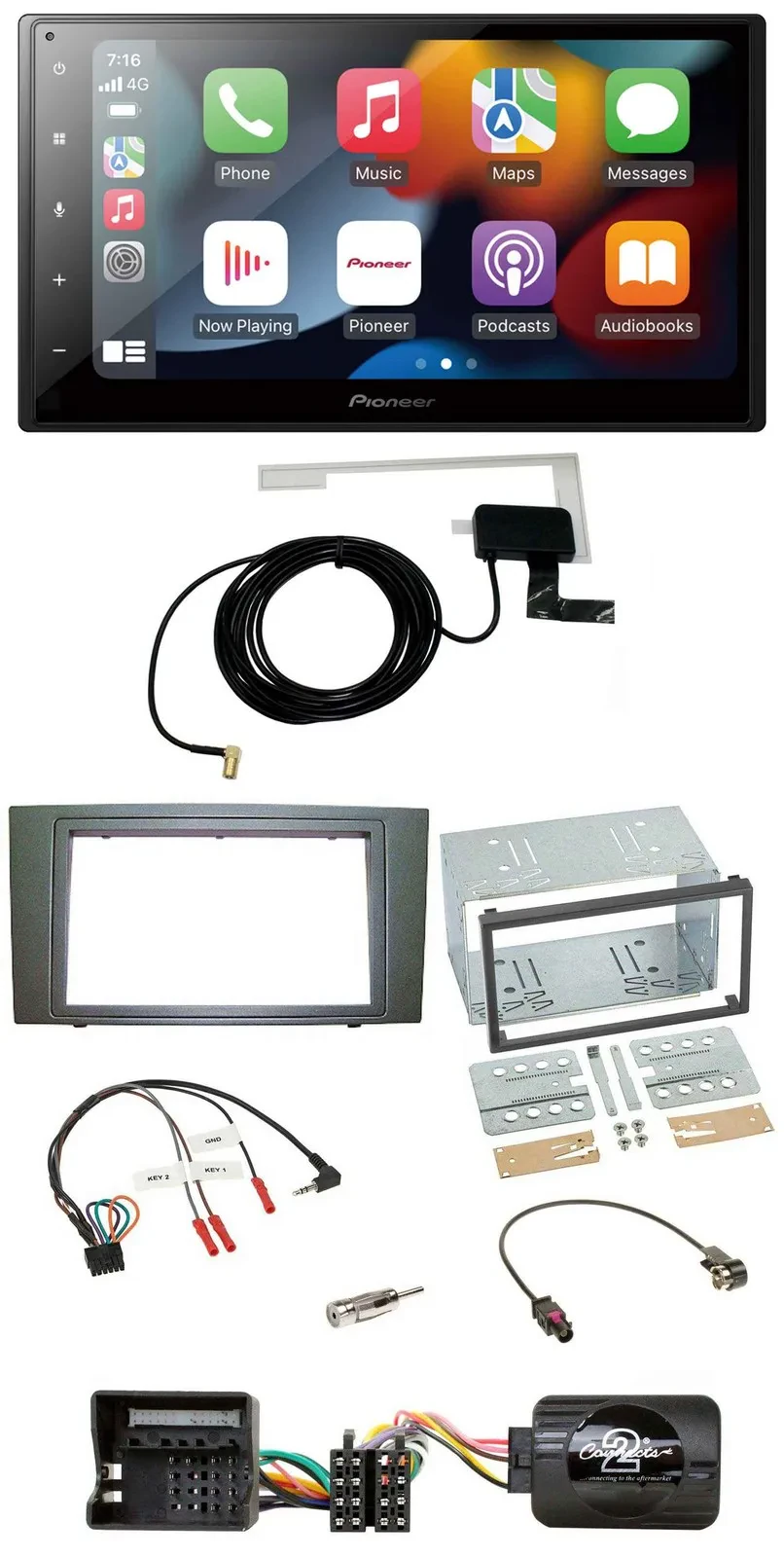 Автомагнитола Pioneer 2DIN, USB, Bluetooth, DAB, для Ford Mondeo (2003–2007), поддержка кнопок на руле, черный