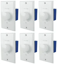 6 Rockville VOL70200 White 200w 70v Wall Volume Controls Zone Controller Boxes