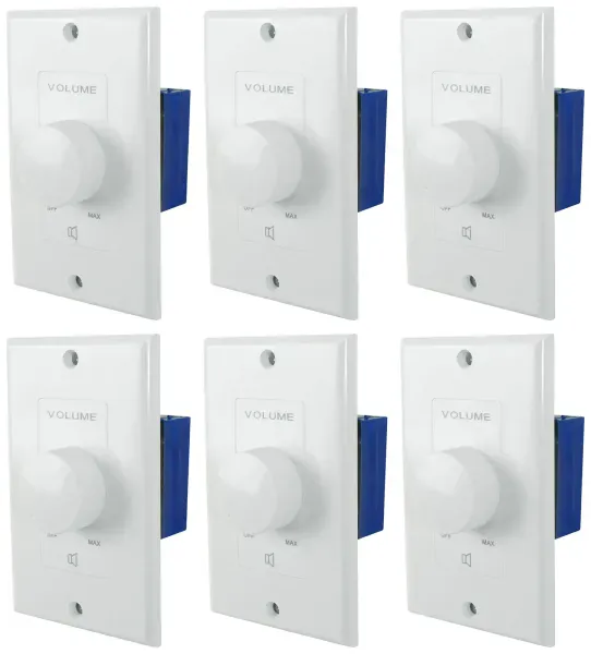 6 Rockville VOL70200 White 200w 70v Wall Volume Controls Zone Controller Boxes