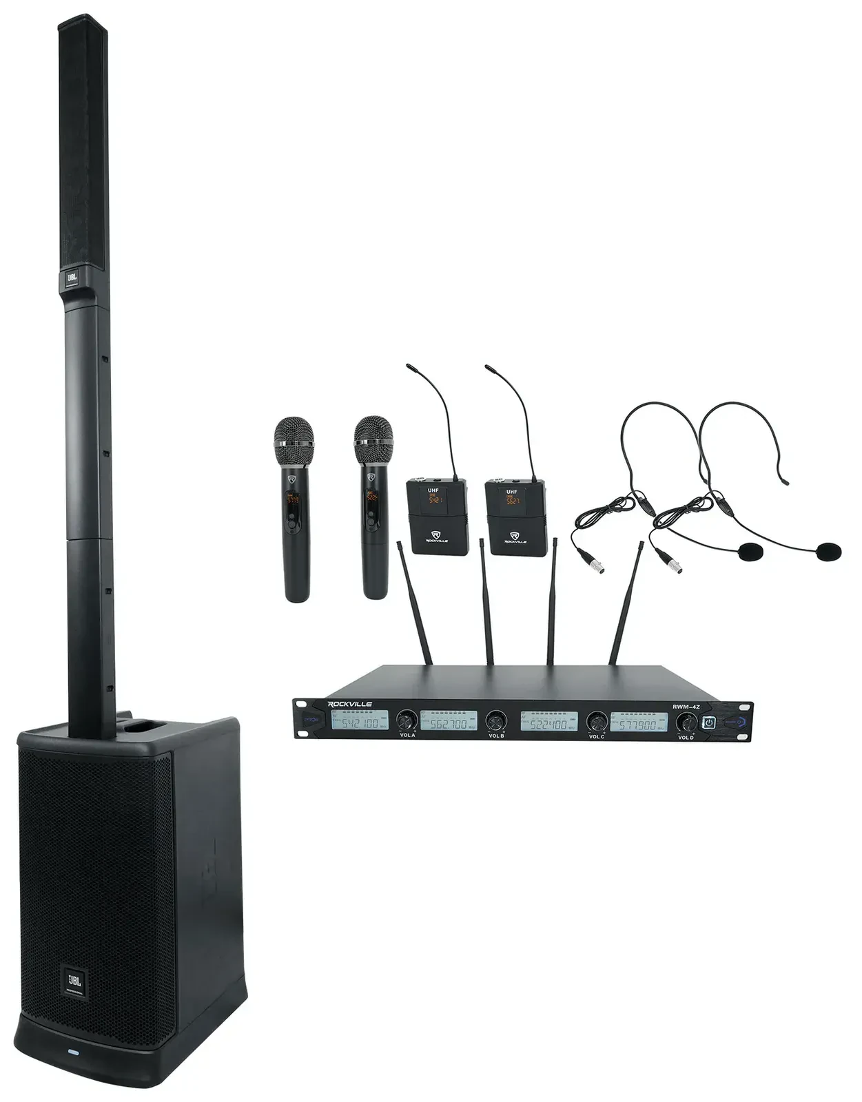 JBL EON ONE MK2 Rechargeable Line Array DJ PA Speaker+2 Handheld+2 Headset Mics