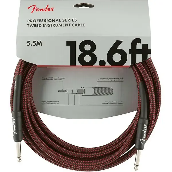 Инструментальный кабель Fender Professional Series Straight to Straight Inst Cable 18.6 ft. Red Tweed