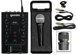 Gemini MM1 Pocket-Sized 2-Channel DJ Mixer w/ 2-Band EQ+Microphone+Cable+Case