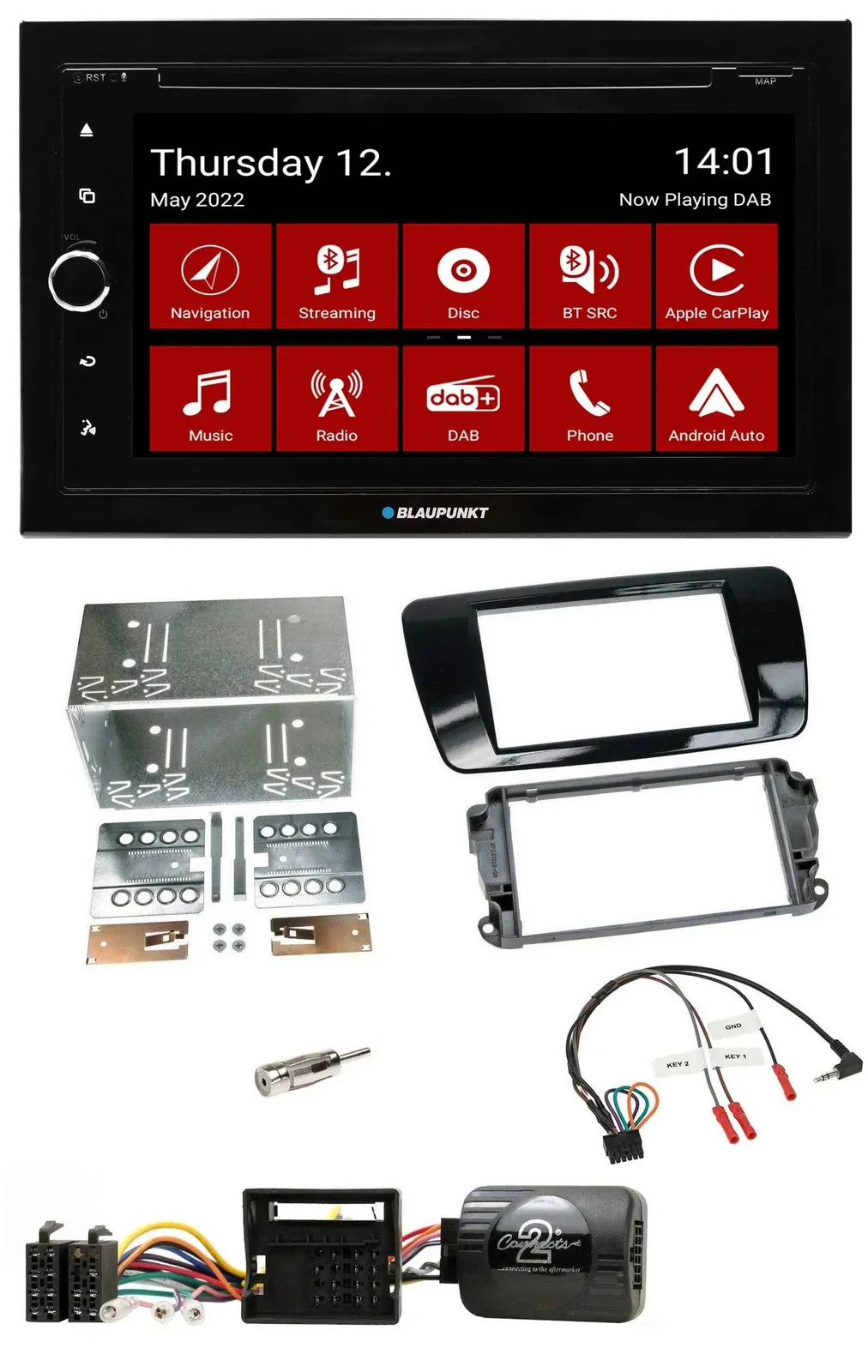 Автомагнитола Blaupunkt 2DIN, DVD, Bluetooth, DAB, USB, для Seat Ibiza (с 2008)
