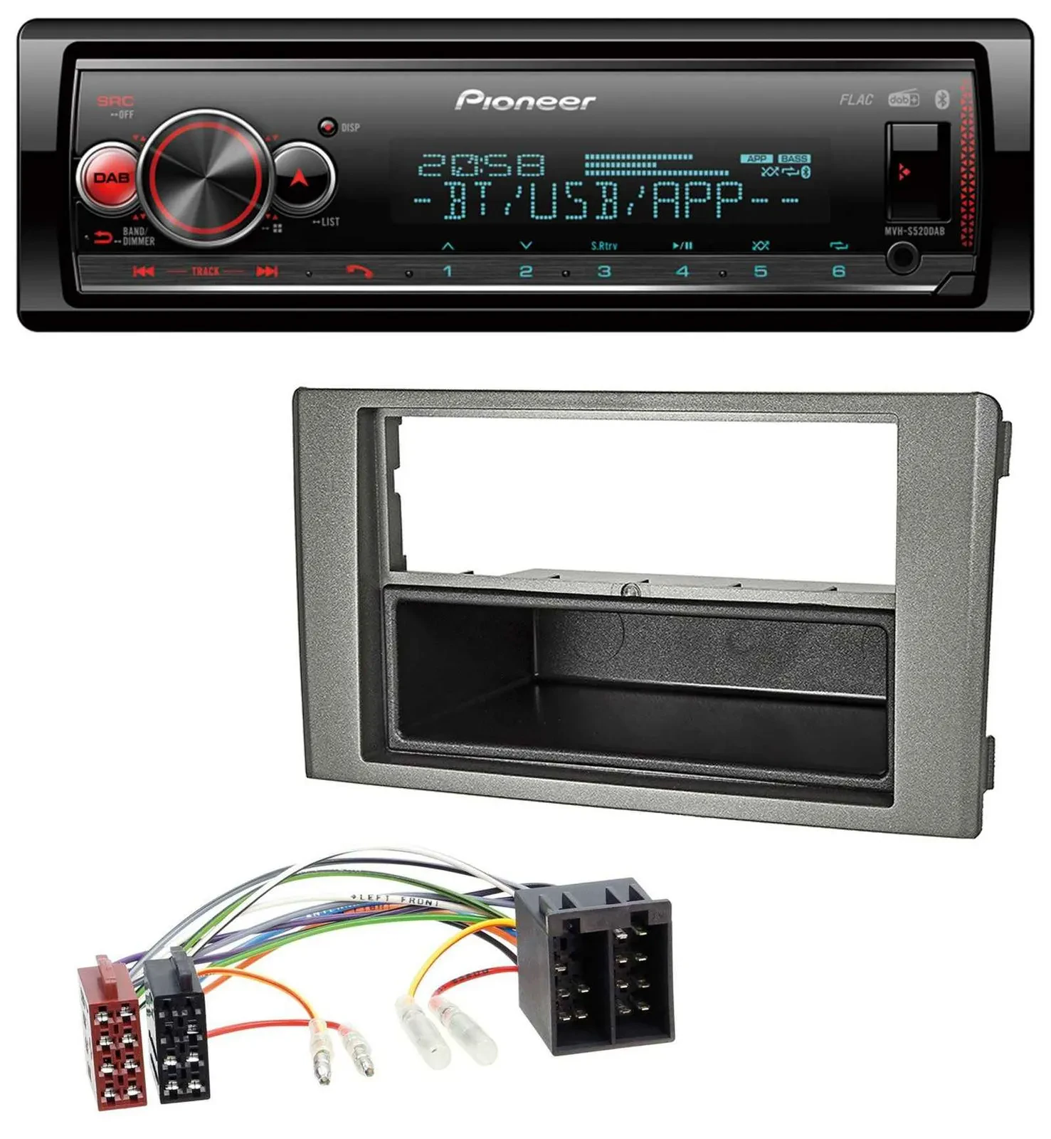 Pioneer Bluetooth USB MP3 DAB Autoradio für Iveco Daily (06-14) dunkelgrau