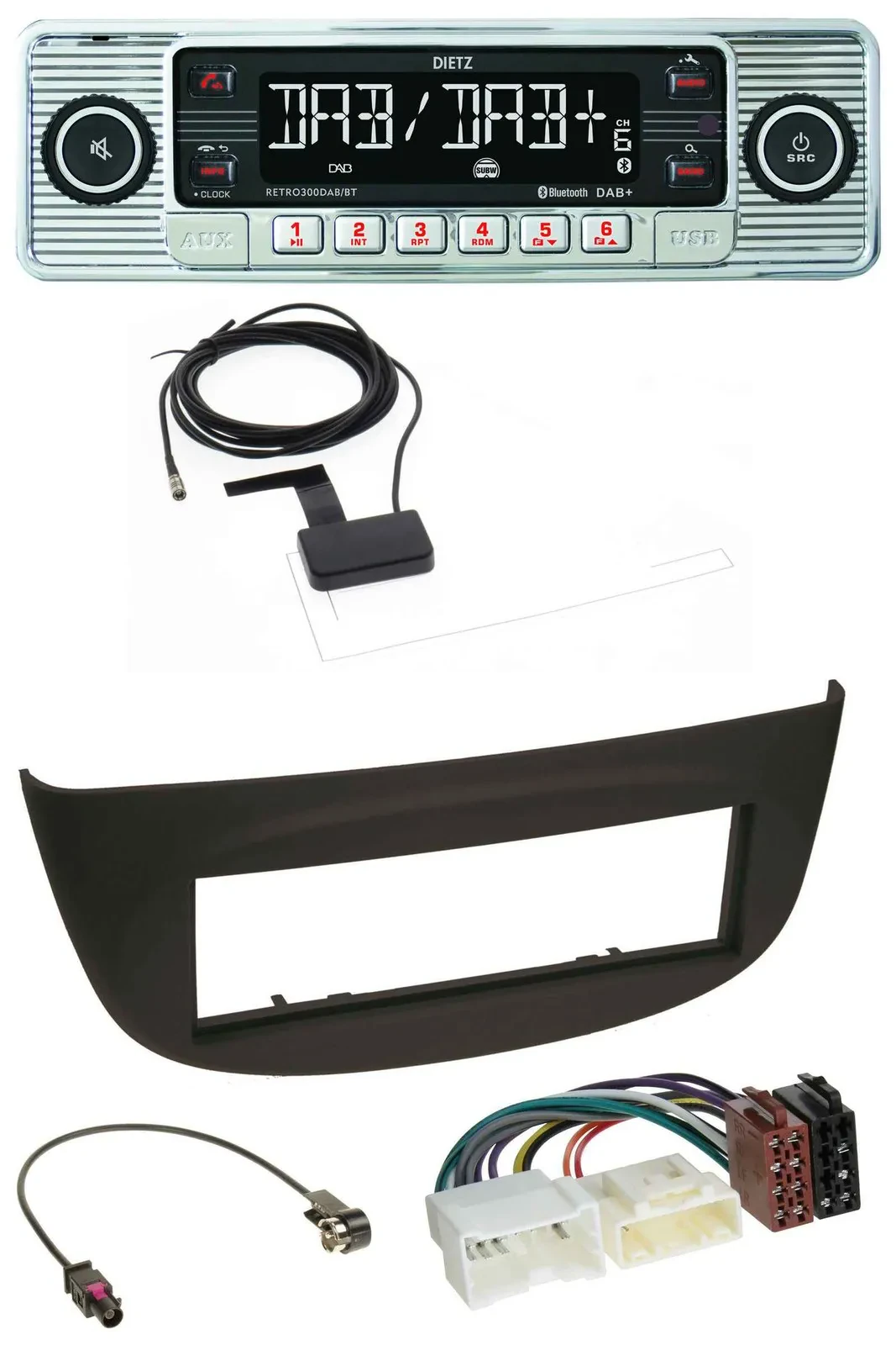 Dietz Bluetooth USB MP3 DAB Autoradio für Renault Twingo ab 2012 schwarz