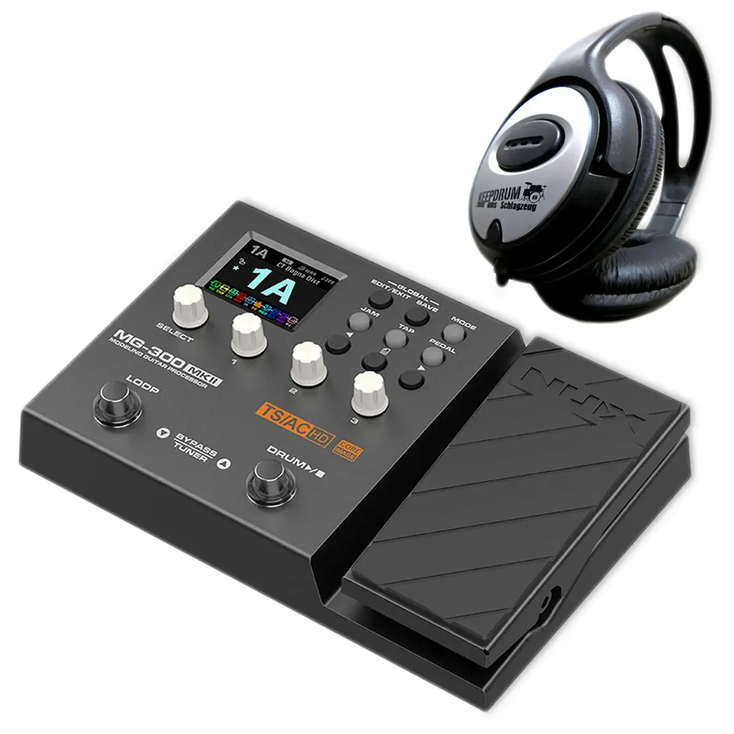 Процессор эффектов для электрогитары NUX MG-300 MKII (набор) с наушниками keepdrum